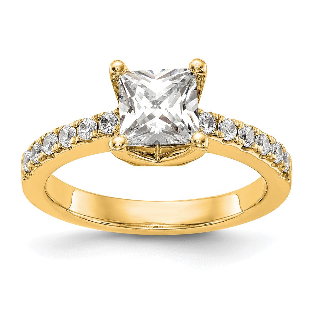 True Origin 14K Yellow Gold 1/5 carat Lab Grown Diamond VS+ F+ Semi-Mount Princess Engagement Ring