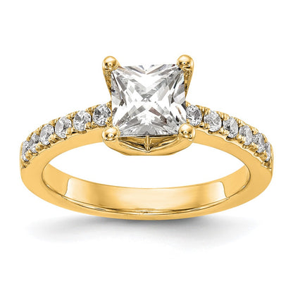 True Origin 14K Yellow Gold 1/5 carat Lab Grown Diamond VS+ F+ Semi-Mount Princess Engagement Ring