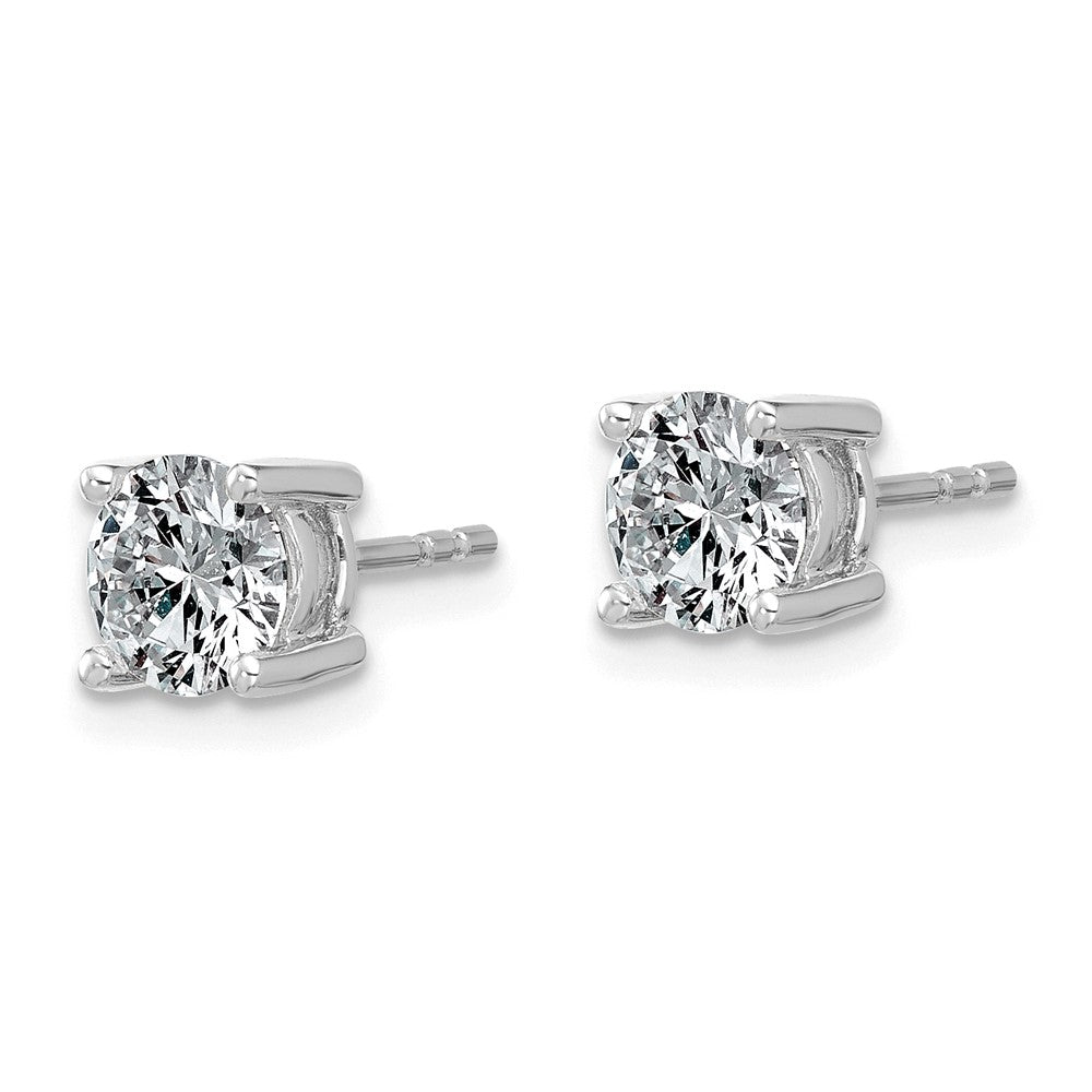 14K White Gold 1 1/2 carat Lab Grown Diamond VS+ F+ Round Complete Four Prong Lightweight Stud Earrings