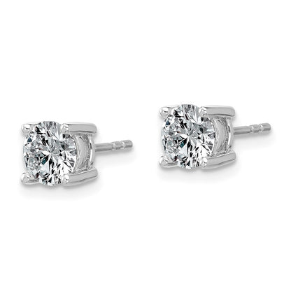 14K White Gold 1 1/2 carat Lab Grown Diamond VS+ F+ Round Complete Four Prong Lightweight Stud Earrings