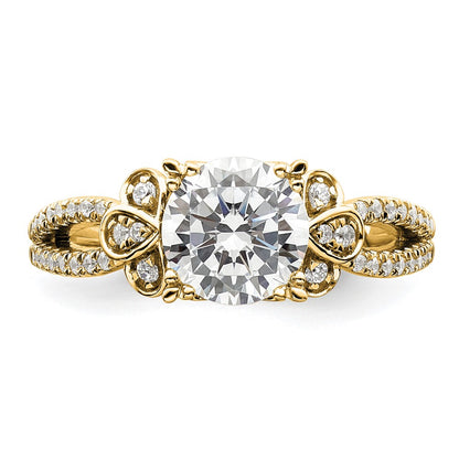 14K Yellow Gold Split Shank (Holds 1.5 carat (7.5mm) Round Center) 1/4 carat Diamond Semi-Mount Engagement Ring