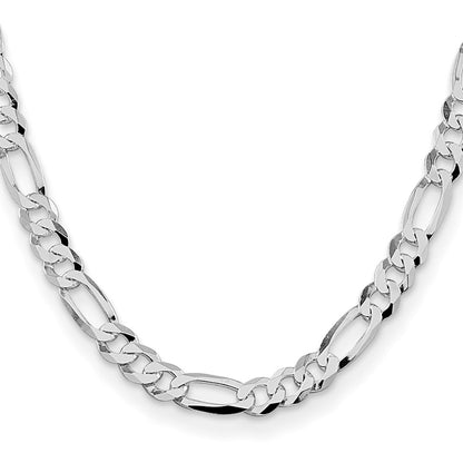 Sterling Silver Rhodium-plated 8.5mm Lightweight Flat Figaro 24 Inch Chain
