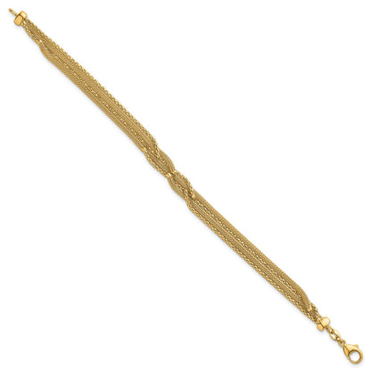 14K Yellow Gold Textured Woven Mesh Fancy 7.5 Inch Bracelet