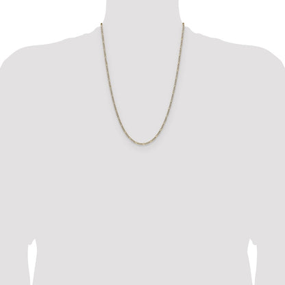 14K Yellow Gold 2.3mm Semi-solid with Rhodium Pav‚ Figaro Chain Necklace