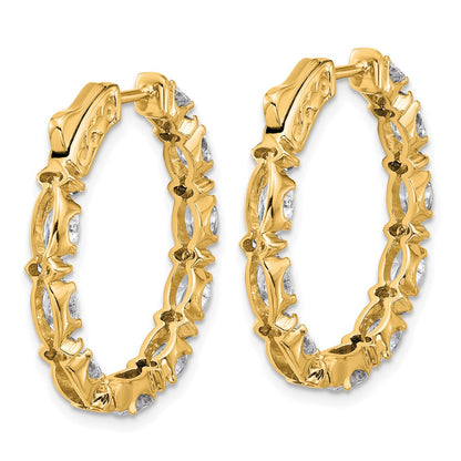 14K Yellow Gold 5 carat Lab Grown Diamond VS+ F+ Oval and Round Complete In and Out Hoop Earrings