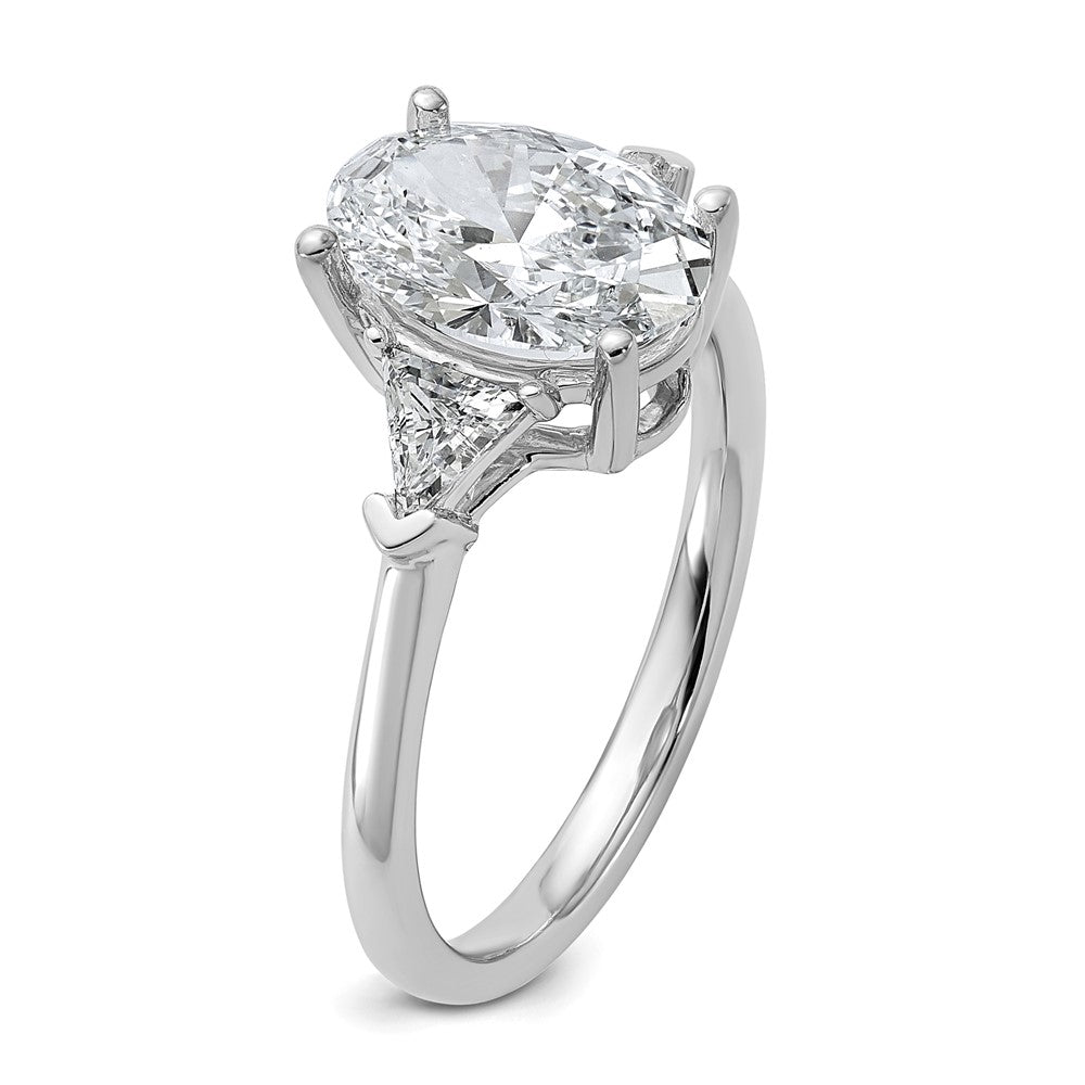 14K White Gold 2 1/2 carat Certified Lab Grown Diamond VS/SI+ G+ Complete Oval and Trillion Three Stone Engagement Ring