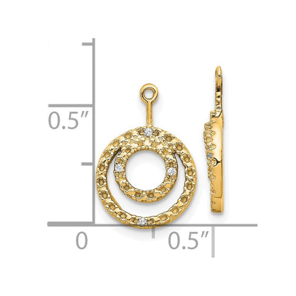 14K Yellow Gold Double Circle Diamond Earring Jackets