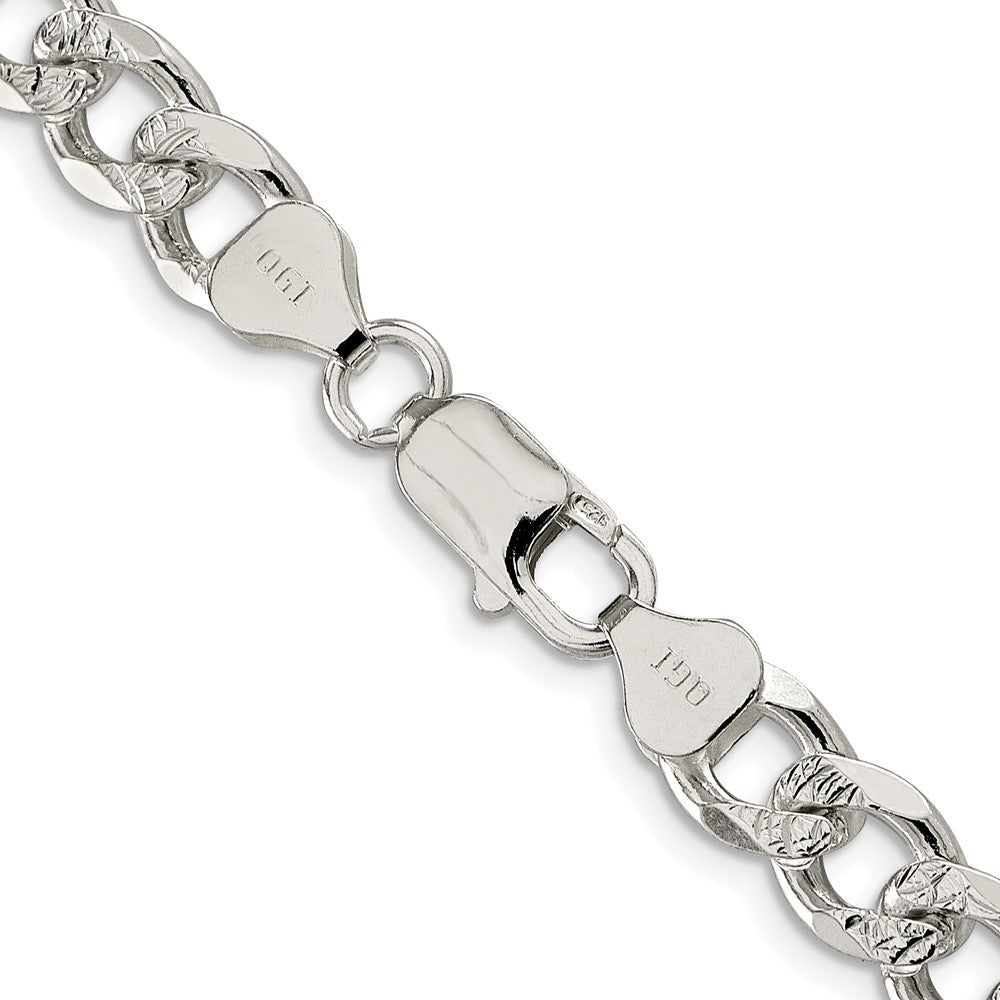 Sterling Silver Rhodium-plated 8.3mm Pav‚ Curb 24 Inch Chain
