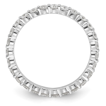 14K White Gold 1 carat Lab Grown Diamond VS+ F+ Round Complete Channel Set Size 7.5 Eternity Wedding Band Ring