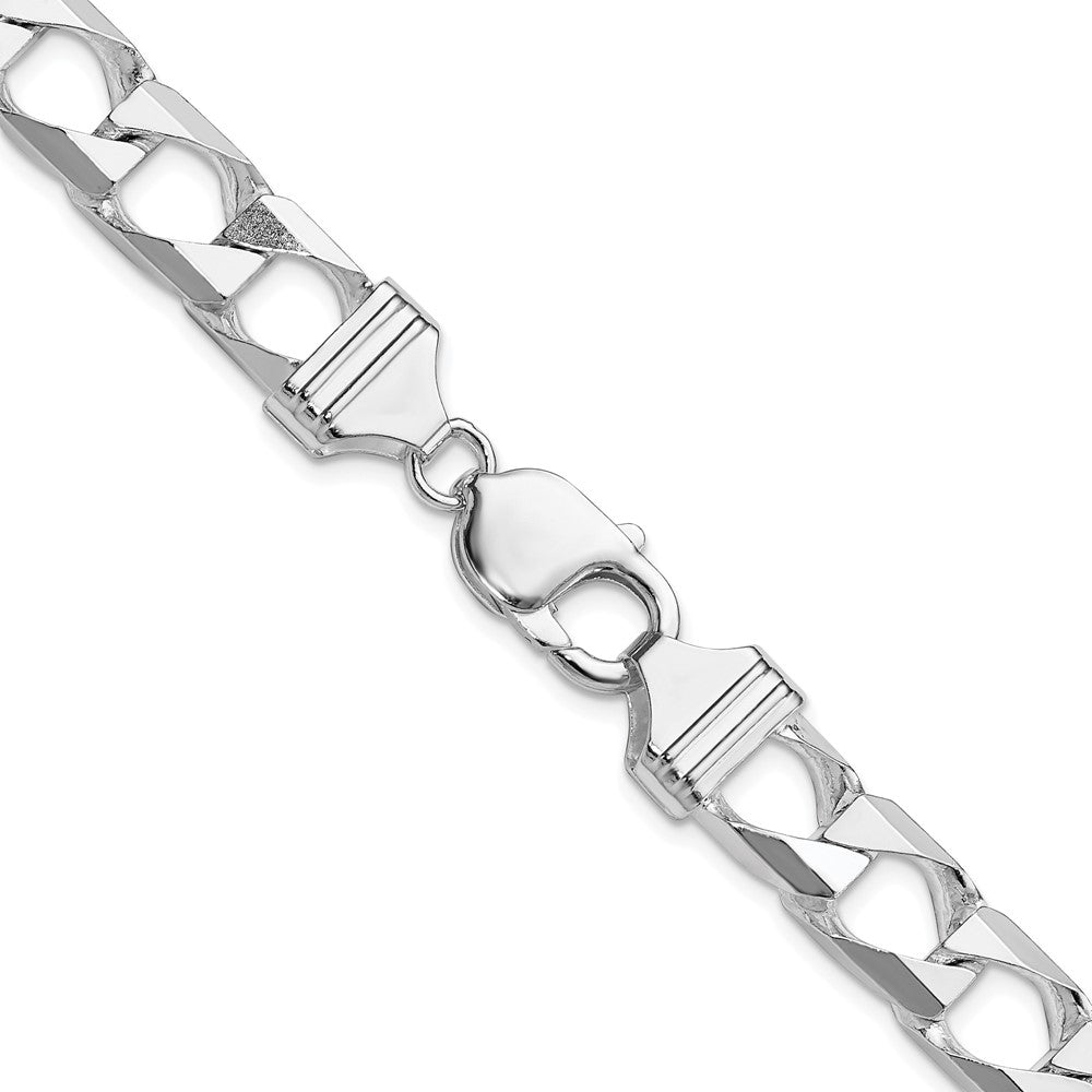 Sterling Silver Rhodium-plated 10.3mm D/C Square Curb 26 Inch Chain