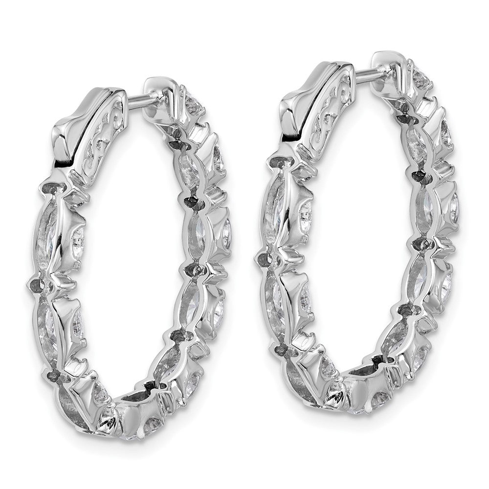 14K White Gold 5 carat Lab Grown Diamond VS/SI+ G+ Oval and Round Complete In and Out Hoop Earrings