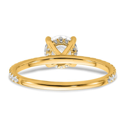 14K Yellow Gold 1 1/3 carat Certified Lab Grown Diamond VS+ F+ Round Complete Solitaire with Flair Engagement Ring