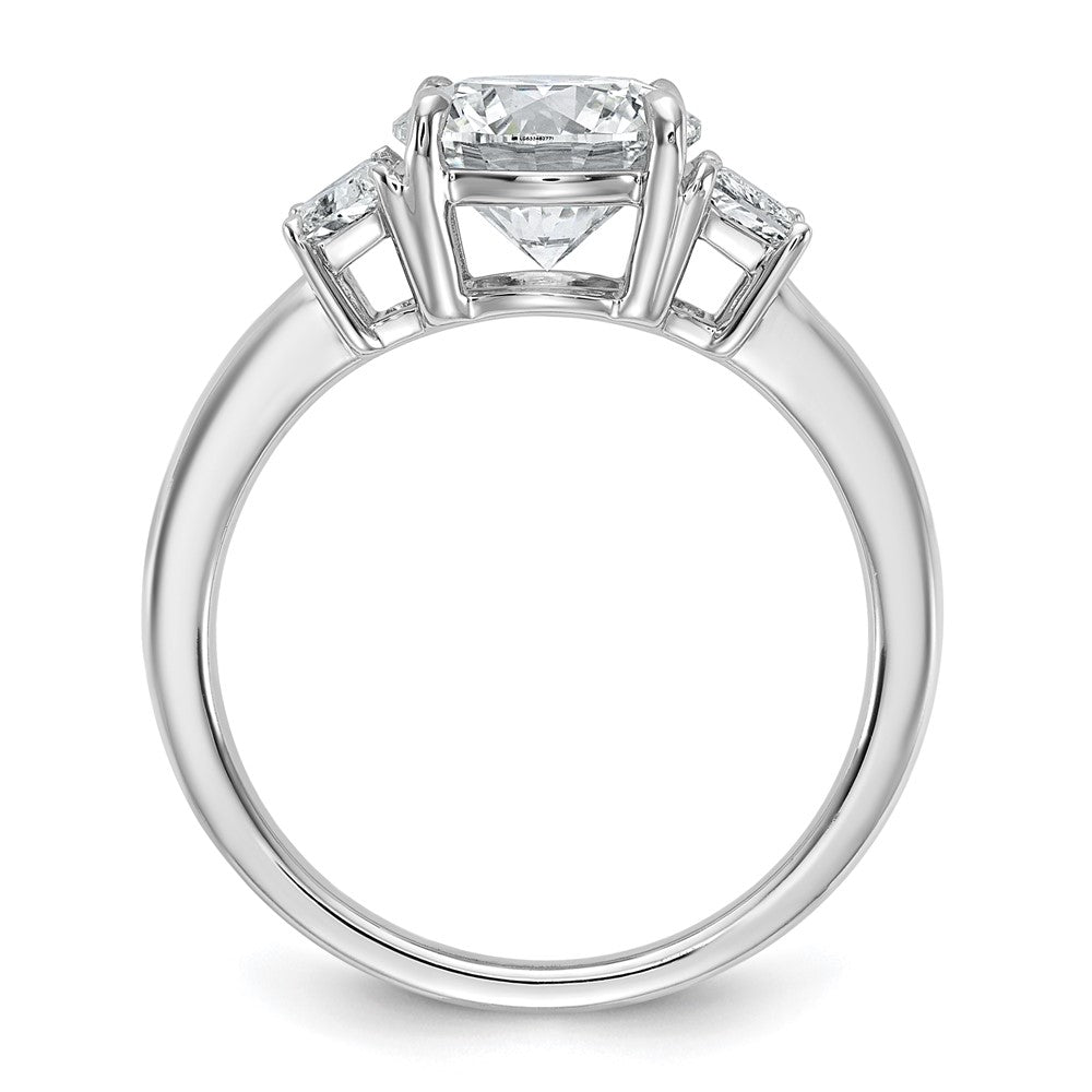 14K White Gold 1/2 carat Lab Grown Diamond VS+ F+ Trapezoid Sidestones Holds 2 carat Round Center Semi Mount Engagement Ring