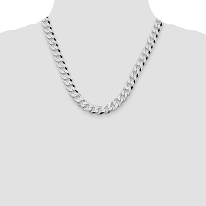 Sterling Silver Rhodium-plated 10.6mm Beveled Curb 20 Inch Chain