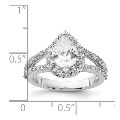 True Origin 14K White Gold 5/8 carat Lab Grown Diamond VS+ F+ Semi-Mount Pear Halo Engagement Ring