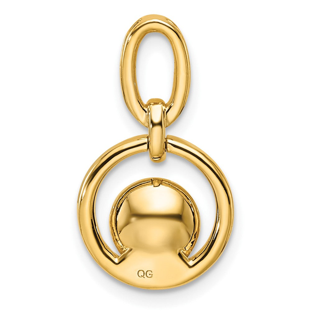 14K Yellow Gold Polished 1/15 carat Diamond and Freshwater Cultured Pearl Open Circle Pendant