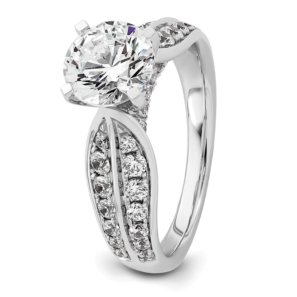 14K White Gold 2 1/8 carat Lab Grown Diamond VS/SI+ G+ Round Certified Complete Engagement Ring