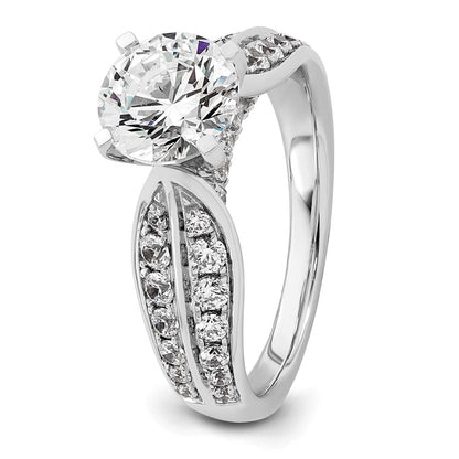 14K White Gold 2 1/8 carat Lab Grown Diamond VS/SI+ G+ Round Certified Complete Engagement Ring