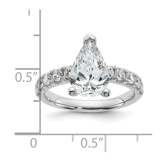 14K White Gold 2 3/4 carat Certified Lab Grown Diamond VS+ F+ Pear Complete Engagement Ring