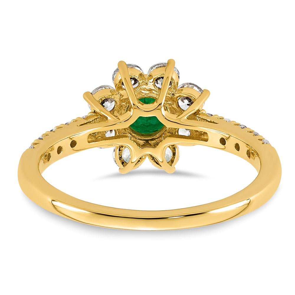 14K Yellow gold VS/SI G+ Lab Grown Diamond and AAA quality Genuine Emerald