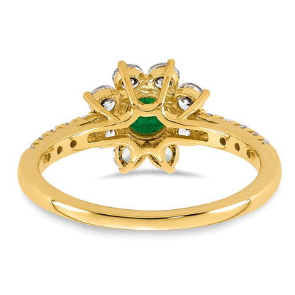 14K Yellow gold VS/SI G+ Lab Grown Diamond and AAA quality Genuine Emerald