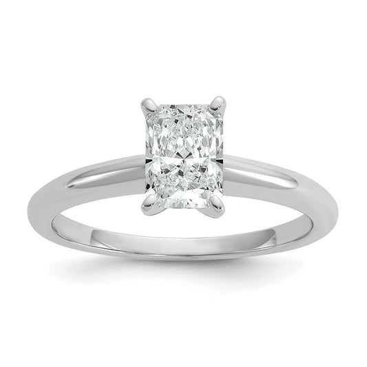 14K White Gold 1 carat Lab Grown Diamond VS+ F+ Radiant Solitaire Complete Engagement Ring