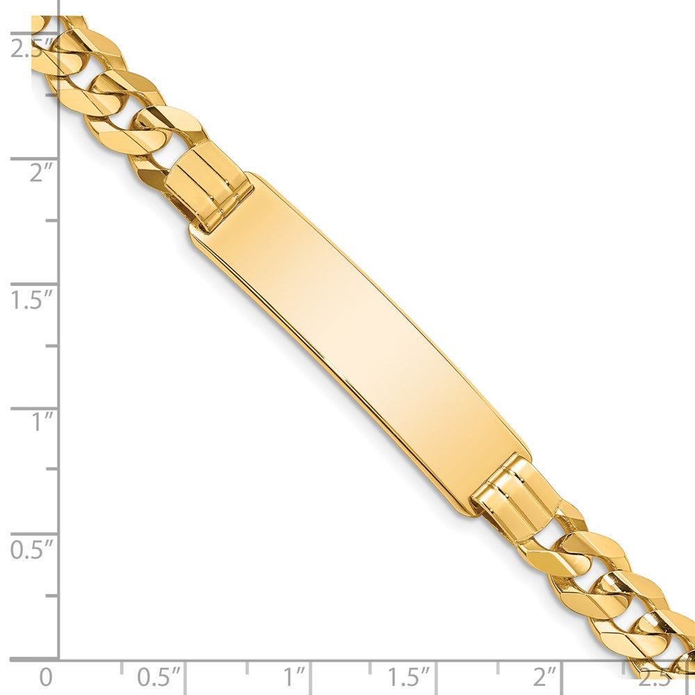 14K Yellow Gold Polished Solid Chain/Solid Plate Curb Link 37x8.5mm Plate 8 Inch ID Bracelet