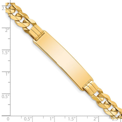 14K Yellow Gold Polished Solid Chain/Solid Plate Curb Link 37x8.5mm Plate 8 Inch ID Bracelet
