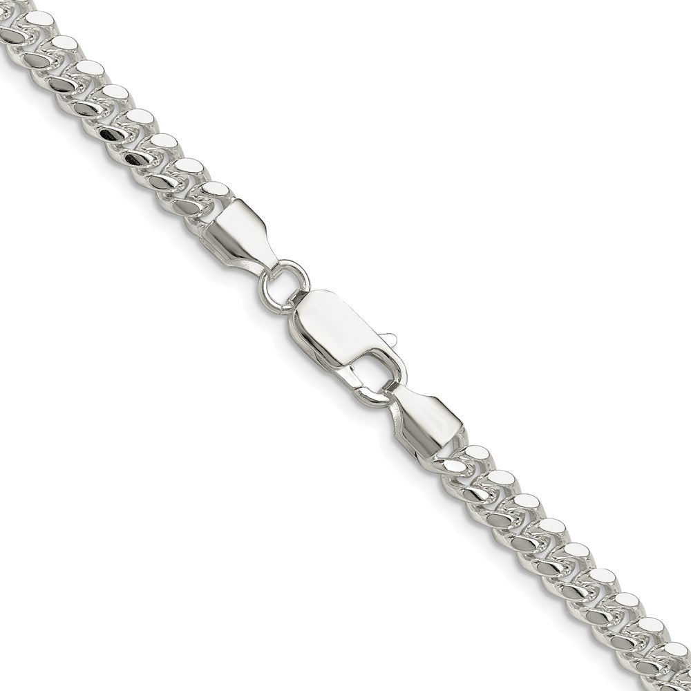 Sterling Silver Rhodium-plated Polished 5.7mm Domed Curb 18 Inch Chain