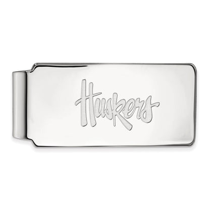 10K White Gold LogoArt University of Nebraska Huskers Money Clip