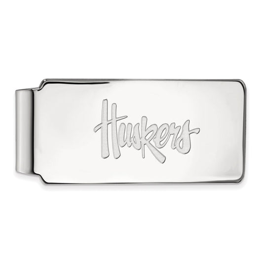 10K White Gold LogoArt University of Nebraska Huskers Money Clip