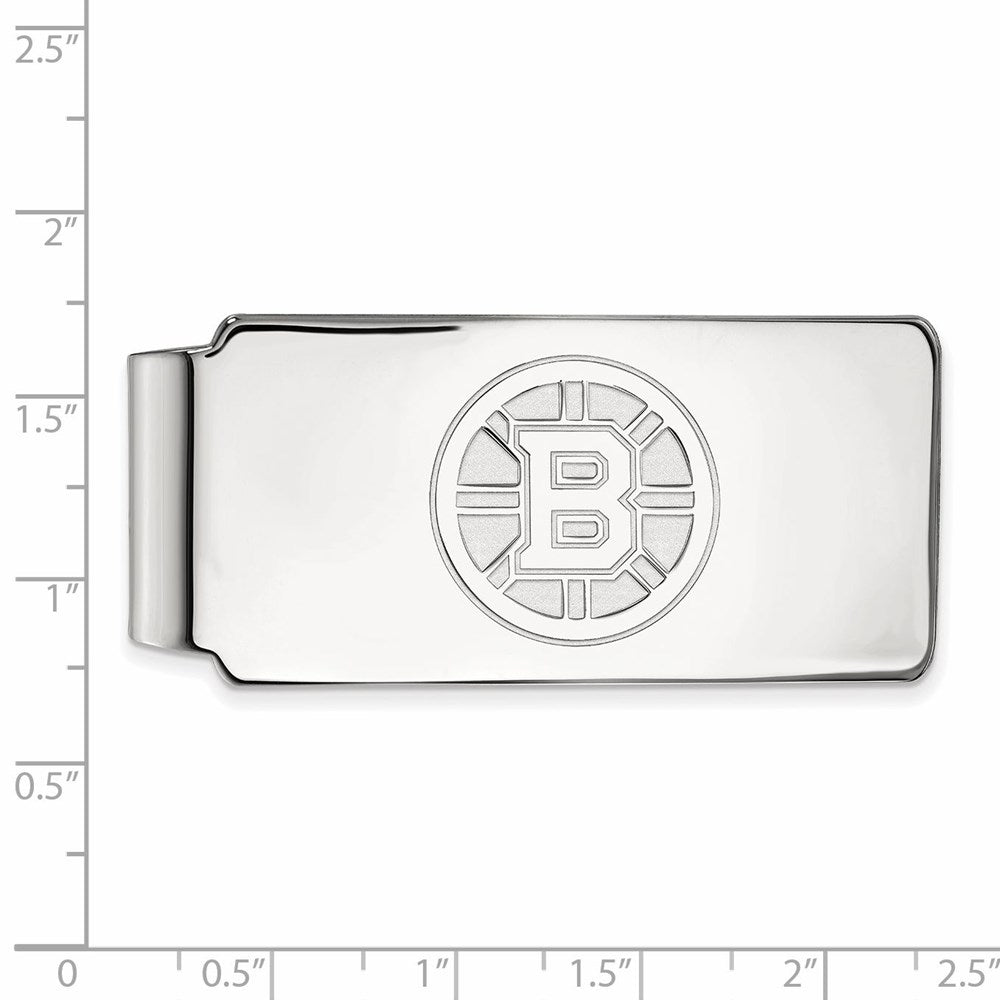10K White Gold NHL LogoArt Boston Bruins Money Clip