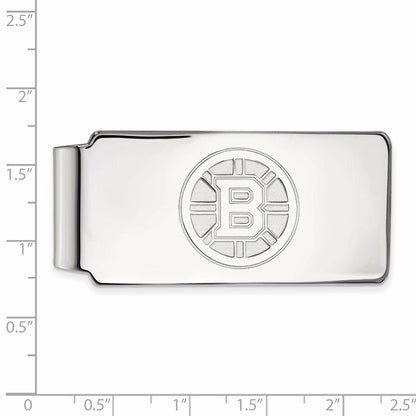 10K White Gold NHL LogoArt Boston Bruins Money Clip