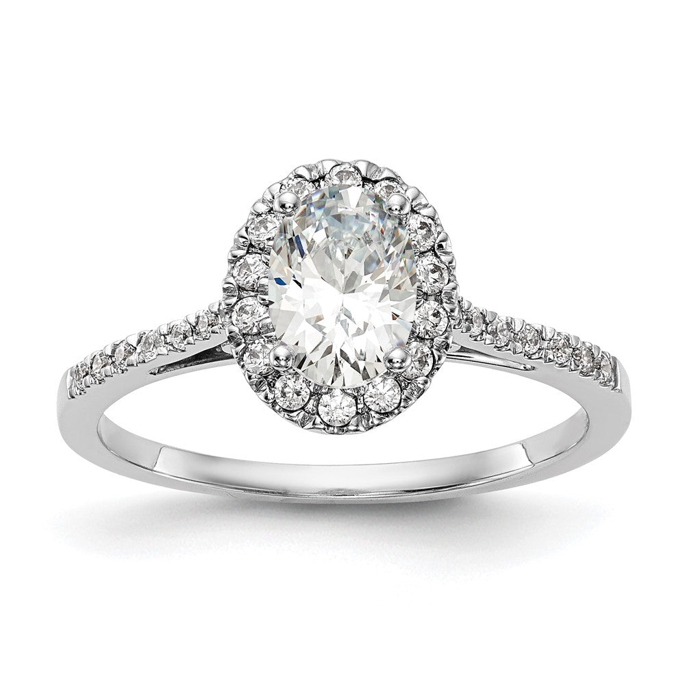 14K White Gold Halo (Holds 1 carat (7x5mm) Oval Center) 1/4 carat Diamond Semi-mount Engagement Ring