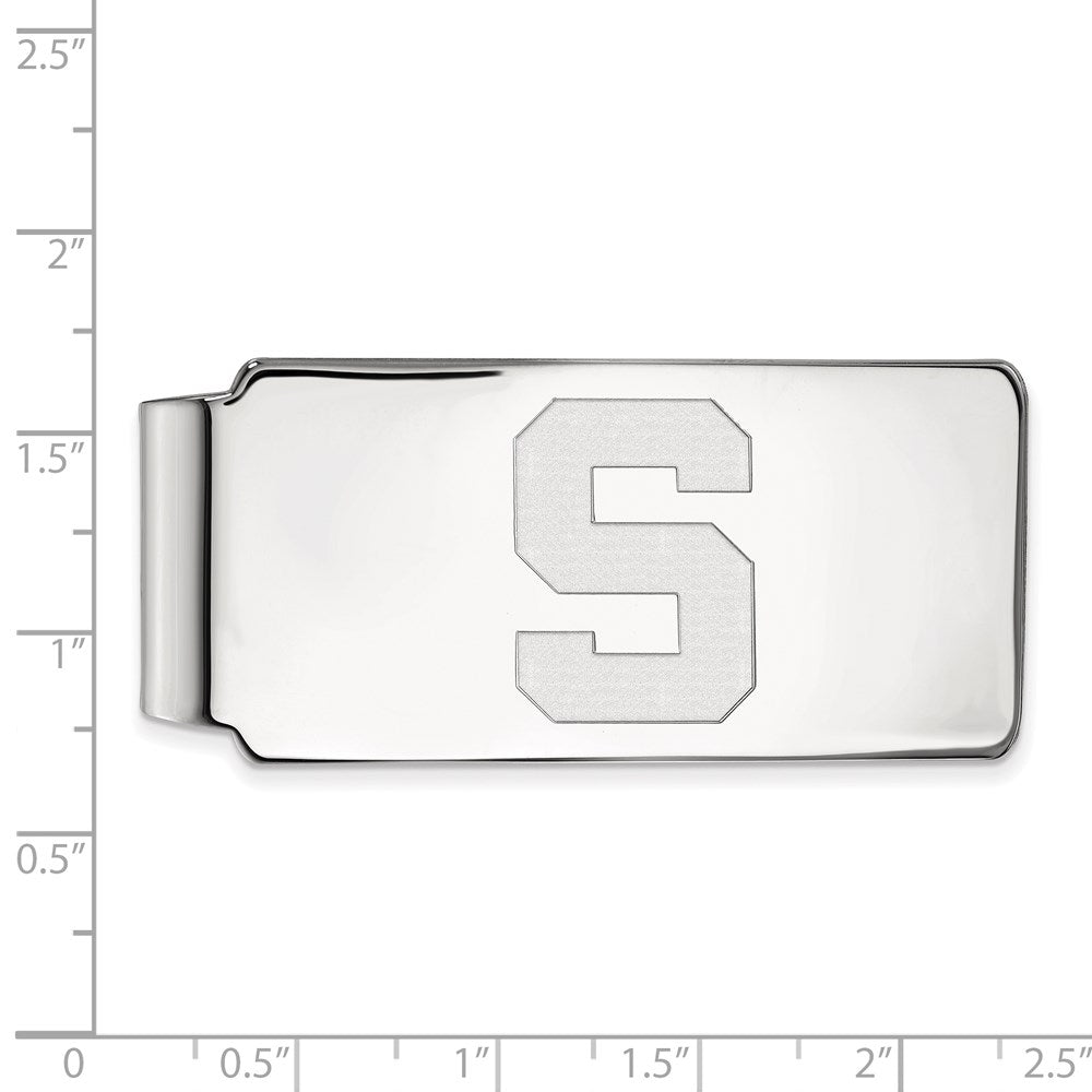 10K White Gold LogoArt Michigan State University Letter S Money Clip
