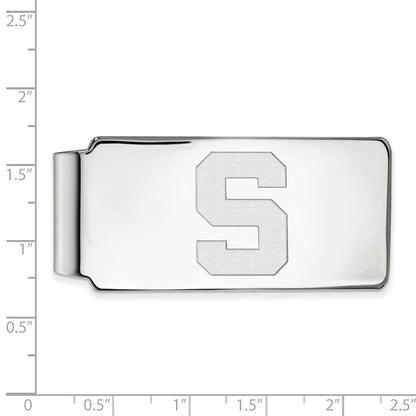 10K White Gold LogoArt Michigan State University Letter S Money Clip