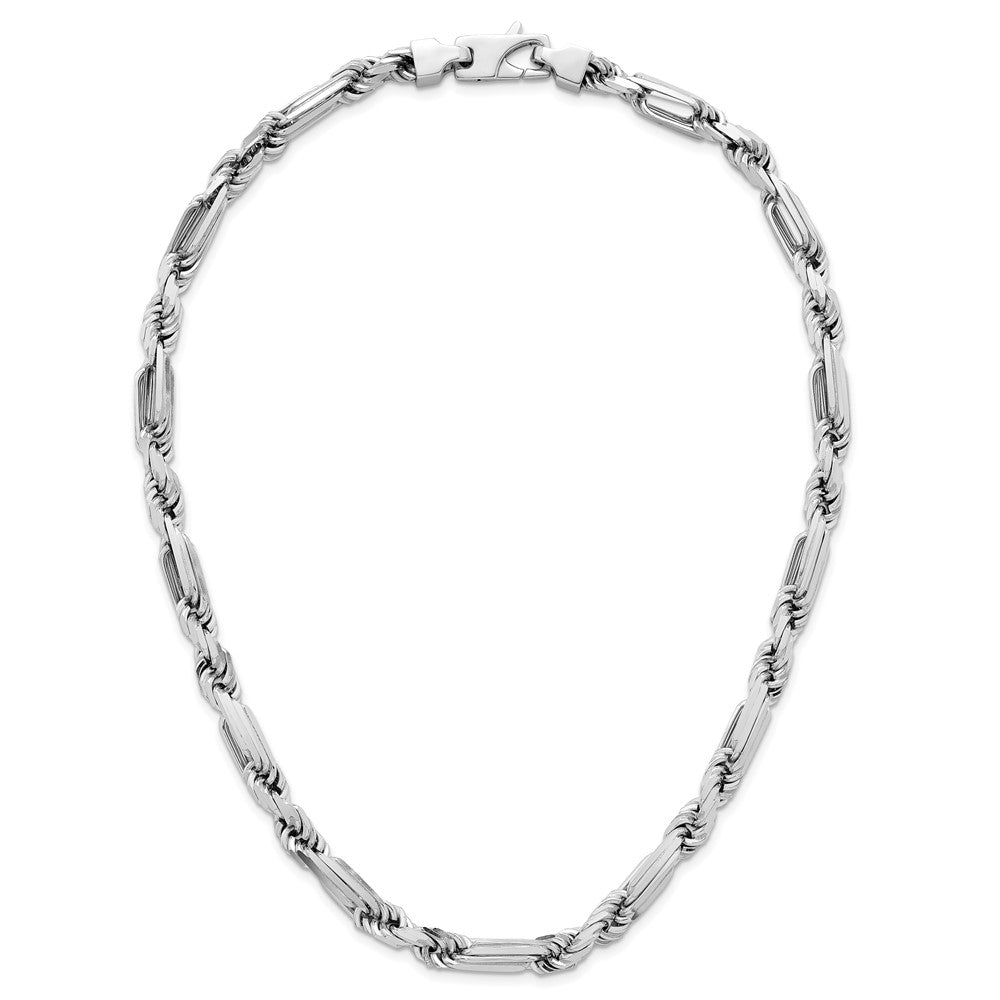 Sterling Silver Rhodium-plated Polished 8.00mm Figaro Rope Chain 20 Inch Necklace