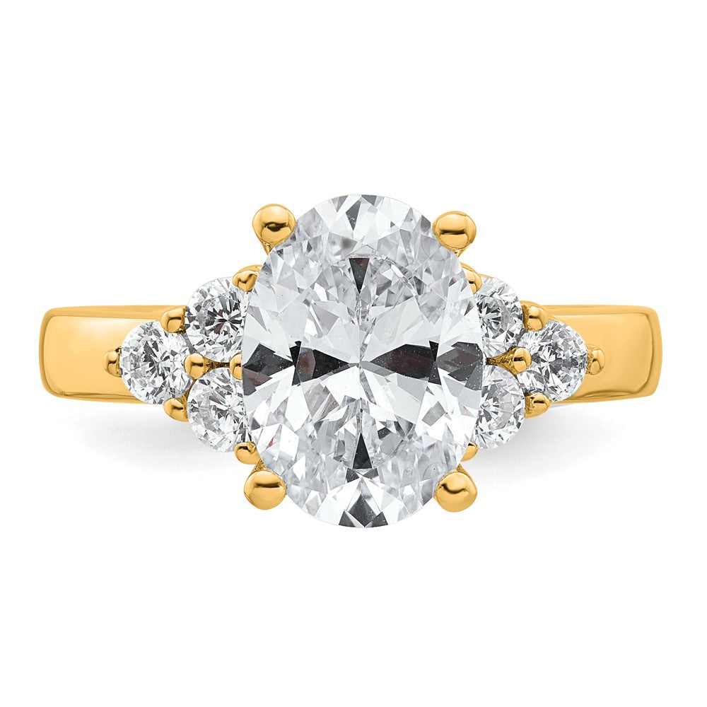 14K Yellow Gold 1/2 carat Lab Grown Diamond VS/SI+ G+ Round 2 1/2 carat Oval Center Semi Mount Engagement Ring