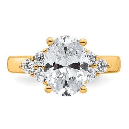 14K Yellow Gold 1/2 carat Lab Grown Diamond VS/SI+ G+ Round 2 1/2 carat Oval Center Semi Mount Engagement Ring