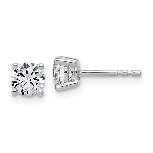 14K White Gold 1 carat Lab Grown Diamond VS+ F+ Round Complete Four Prong Lightweight Stud Earrings