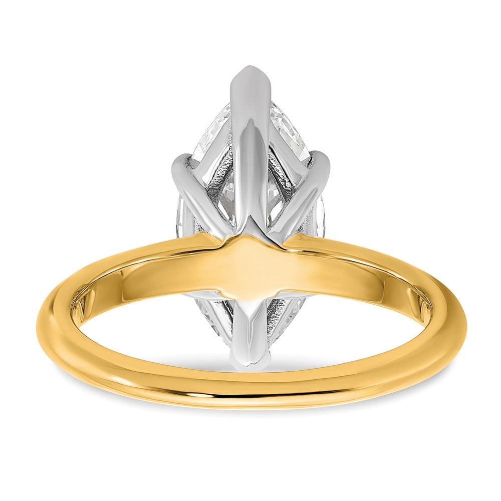 14K Two-Tone Gold Two-tone 3 carat Lab Grown Diamond VS+ F+ Marquise Solitaire Complete Engagement Ring