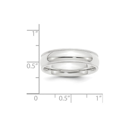 Platinum 6mm Polished Milgrain Comfort-Fit Wedding Band Ring