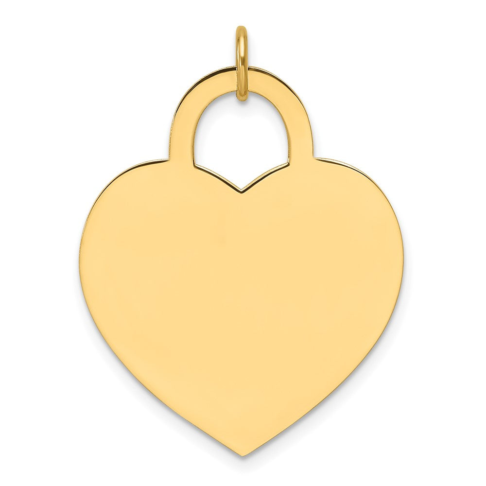 14K Yellow Gold Plain Engravable Heart 23.6x24.8mm Disc Charm