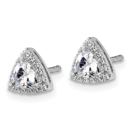 14K White Gold 5/8 carat Lab Grown Diamond VS/SI+ G+ Complete Trillion Halo Post Earrings