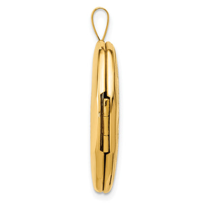 14K Yellow Gold Polished Floral Scrolled 20mm Oval Locket