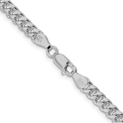 Sterling Silver Rhodium-plated 5mm Domed w/ Side D/C Curb 22 Inch Chain
