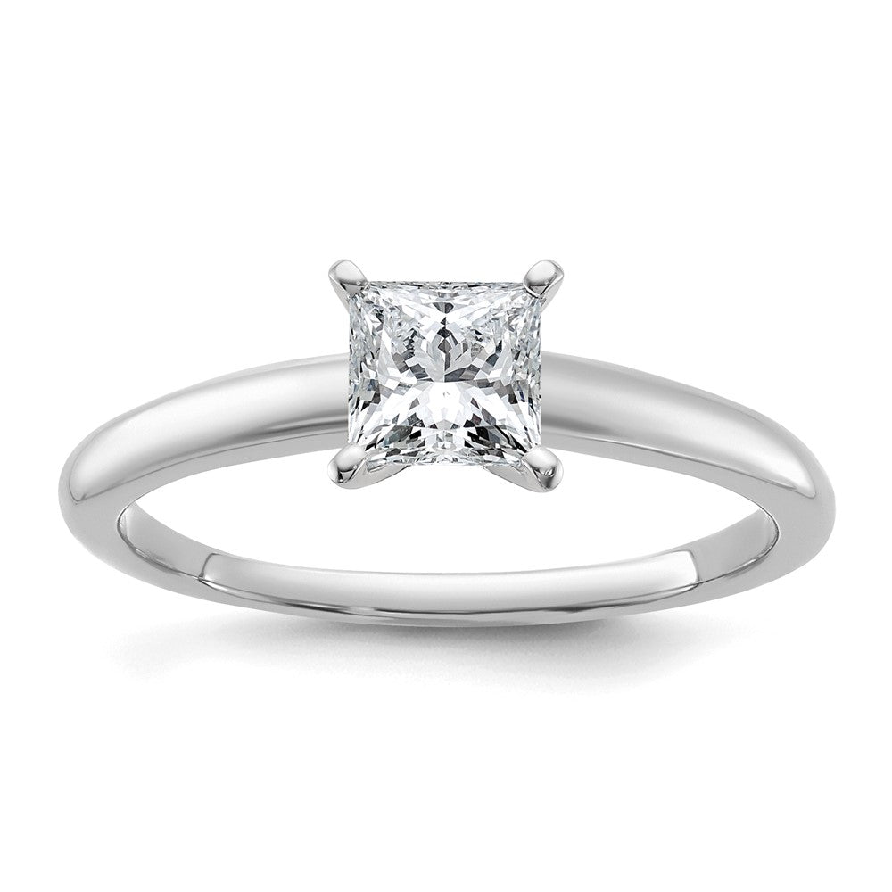 14K White Gold 3/4 carat Certified Lab Grown Diamond VS+ F+ Princess Complete Solitaire Engagement Ring