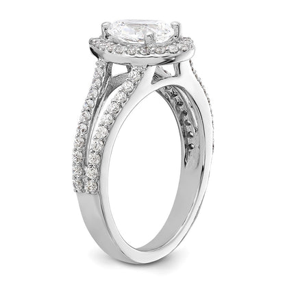 True Origin 14K White Gold 5/8 carat Lab Grown Diamond VS/SI  D E F  Semi Mount Pear Halo Engagement Ring