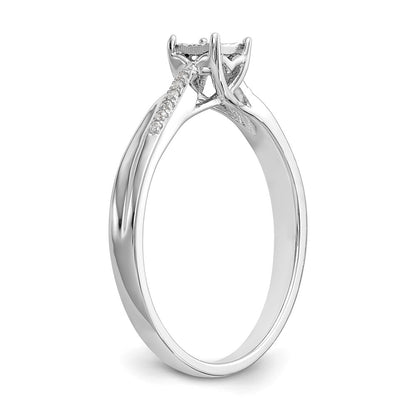 First Promise 14K White Gold Square Illusion 1/20 carat Round Diamond Complete Promise/Engagement Ring