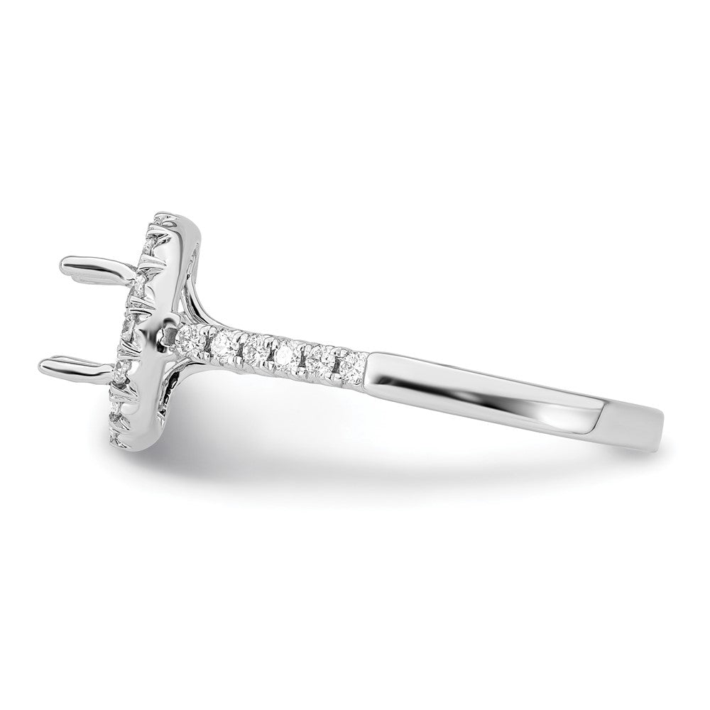 True Origin 14K White Gold 1/2 carat Lab Grown Diamond VS+ F+ Semi-Mount Round Halo Engagement Ring